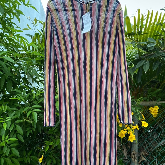 Zara | Dresses | Zara Colorful Stripes Sheer Dress | Poshmark